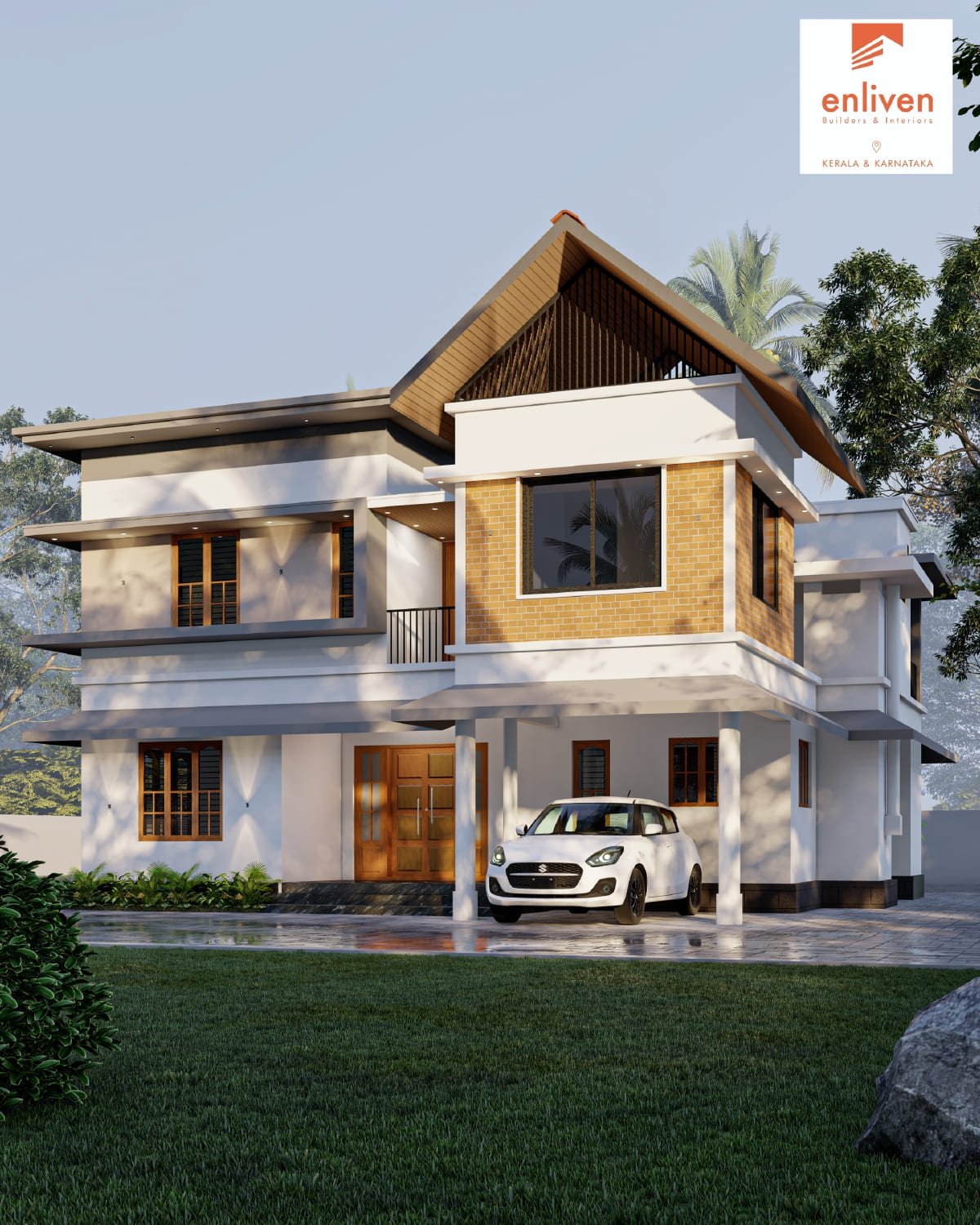 Enliven Builders Kerala House Front Elevation